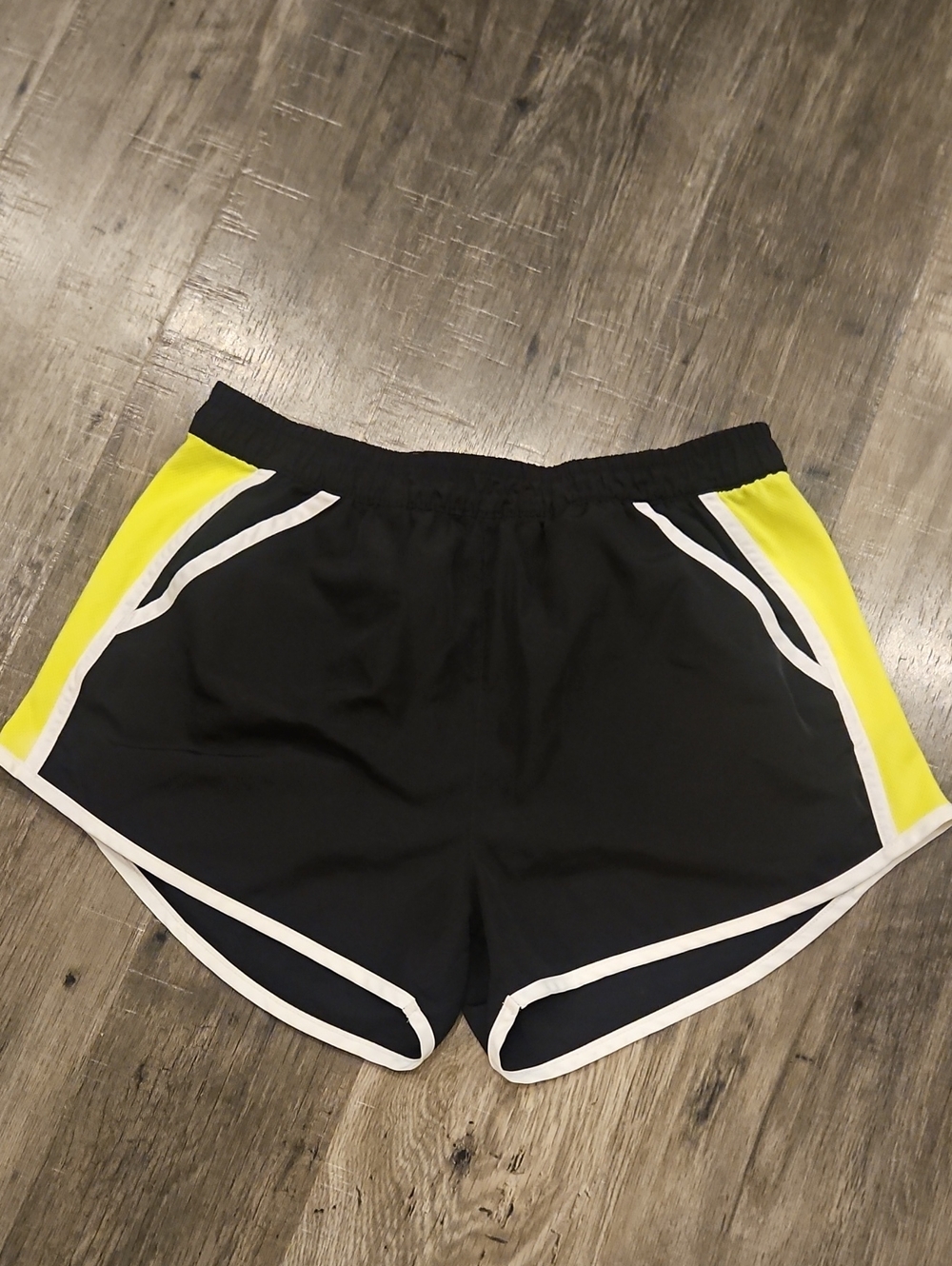 Women’s Black and Yellow Athletic Shorts - Contrast Trim